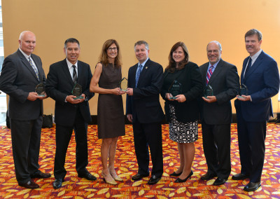 Judge John Kennedy of Pennsylvania, Commissioner Joseph Farrow of the California Highway Patrol, Andrea Brands of ATT&T/It Can Wait Campaign, GHSA Chairman Kendell Poole, Maureen McCormick (accepting for Nassau County District Attorney Kathleen Rice), me, and Jeff Larson of the Safe Roads Alliance/ Parents Supervised Driving Program